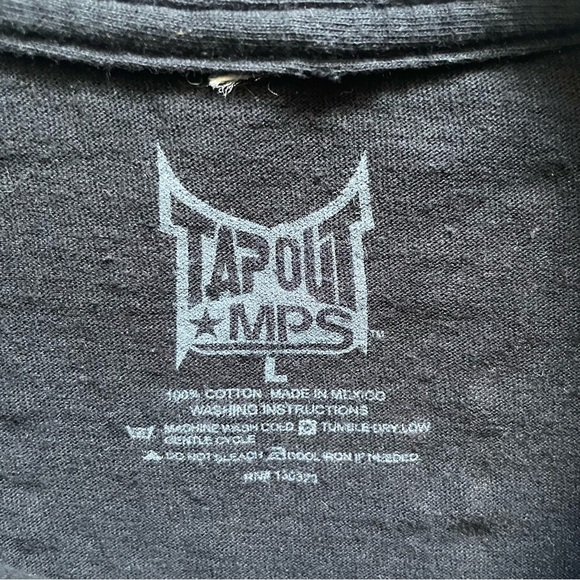 Tapout MPS Shirt Black Eagle Winged Skull Mens Cotton Y2K Grunge Vintage AOP - Picture 4 of 8